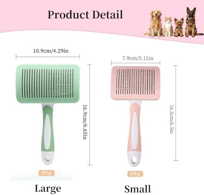 Self-Cleaning Slicker Dog Brush for Large Long-Haired Breeds （Light Pink）