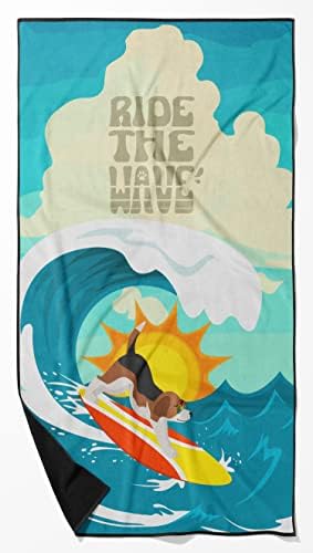 Caroline's Treasures MLM1295TWL3060 Surfer Dog Beagle Premium Beach Towel Oversized Towel Beach Blanket, Pool, Beach Essentials, Yoga, Premium Bath Towel, Quick Dry Plush