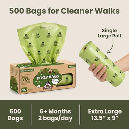 Pogi's Poop Bags – Large, Leak-Proof Dog Waste Bags for Yard or Home Use, Unscented (Single Roll, 500-Count)