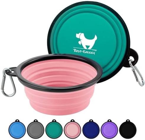 Rest-Eazzzy Collapsible Dog Bowls, 2 Pack Sturdy Portable Dog Water Bowls