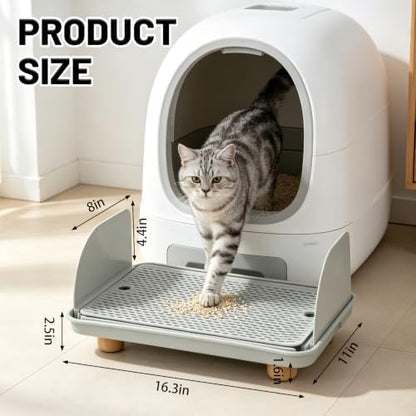 Litter Box Step, Cat Litter Box Ramp/Catcher with Splash-Proof Side Baffles