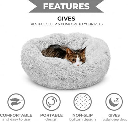 Whiskers & Friends Cat Beds for Indoor Cats & Small Dog, Fluffy Cat Bed
