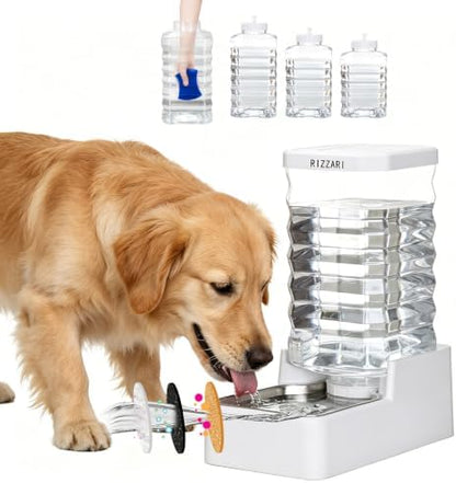 RIZZARI 2.64 Gallon Filtered Dog Water Dispenser:Gravity Auto Refill