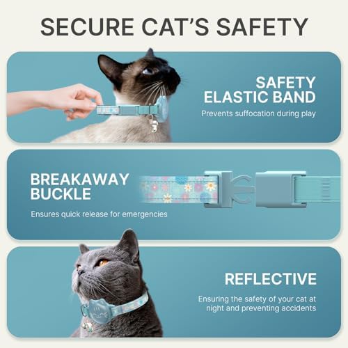 AirTag Cat Collar, Reflective Breakaway Collar, Hidden Holder with Bell