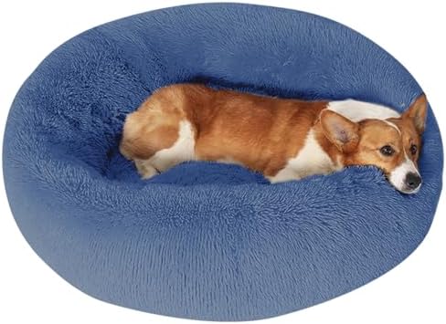 JOLLYVOGUE Dog Bed, Calming Anti-Anxiety Large Dog Bed, Fluffy Donut Cushion for Medium and Large Pets (31")