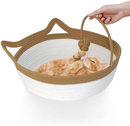 Cat Bed, Cotton Rope Instinct Basket for Cats, Handwoven Cat Beds