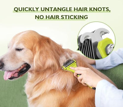 Pecute Double-Sided Undercoat Rake for Dogs & Cats with Thick Double Coats