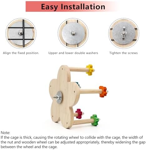 2 Pcs Bird Rotating Perch Toy,Durable Unique Wooden Ferris Wheel Parrot Toys with 5 Perches,Bird Cage Accessories for Parakeet, Cockatiel, Budgerigar,Conures, Lovebirds(Rotating-5cha-2P)