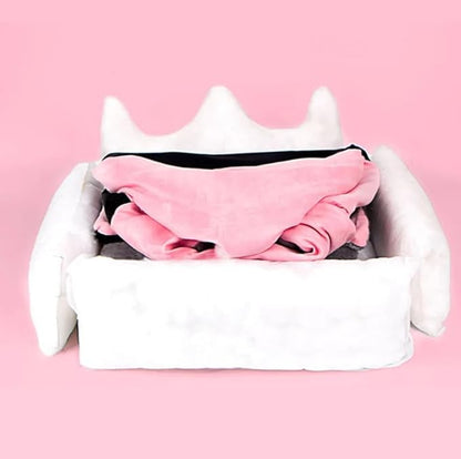 Cute Crown Pet Princess Beds for Small Dogs Luxurious Crown Dog Priness Beds Winter Warm Puppy Cat Sofa Bed Shih Tzu Yorkies Kennels Removable Mascotas Supplies (Pink Crown, M Below 9.0kg)