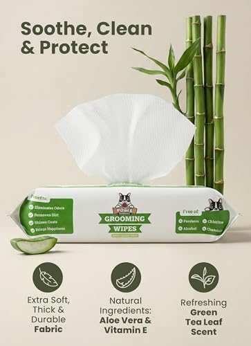 Pogi’s Dog Grooming Wipes – Hypoallergenic Pet Wipes for Paws, Body & Butt – Cleaning & Hydrating, Green Tea Scent, 100 Count (Pack of 3)