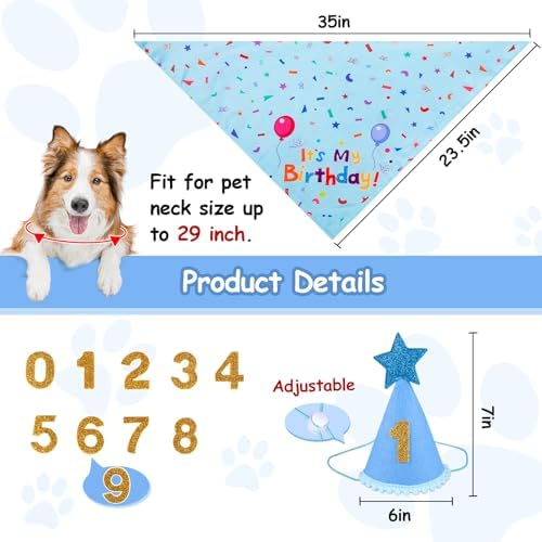 Dog Boy Birthday Party Hat,Dog Birthday Party Supplies,Dog Bandana