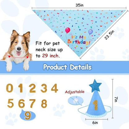 Dog Boy Birthday Party Hat,Dog Birthday Party Supplies,Dog Bandana