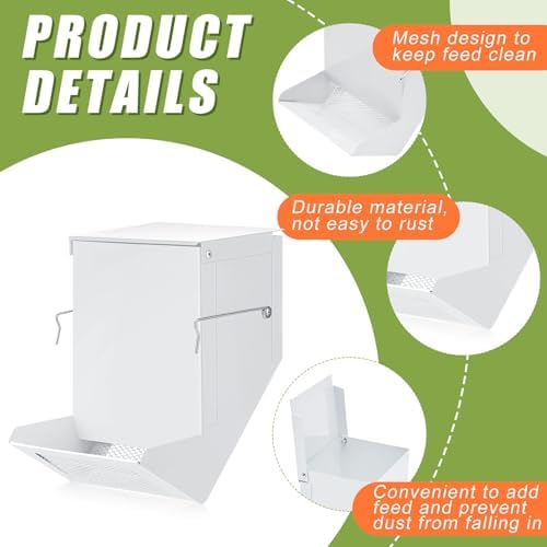 Maxcheck 2 Pcs Rabbit Feeder for Cages, 4.7 Inches, Mesh Bottom, White