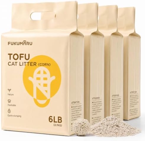 FUKUMARU Tofu Cat Litter, Corn Blend, Clumping, Odor Control, Low Dust 24lb