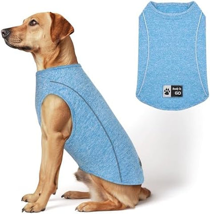 KYEESE Reflective Dog Shirt, Lightweight Sun Protection Dog T Shirts for Medium Large Dogs, Breathable Sleeveless Pet Tank Top High Visibility Summer Dogs Clothes for Night Walking Outdoor, Blue, 2XL