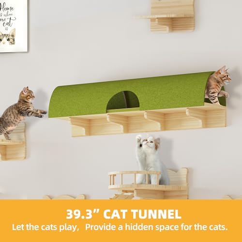 Cat Wall Shelves, 16-in-1 Cat Wall Furniture Set w/Tunnel & Bridge