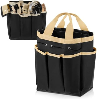 Abbylike Grooming Tote,Vintage,15 x 12 x 5.5 Inch,Khaki and Black