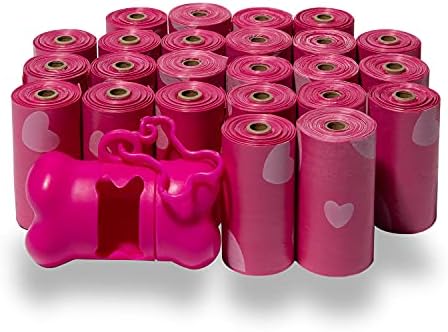 Best Pet Supplies Poop Bags for Dogs - Pink Heart, 360 Count
