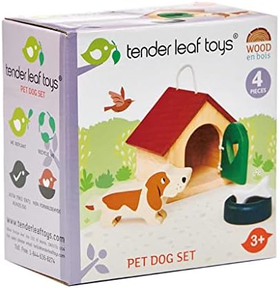 Tender Leaf Toys - Pets Sets for Doll House Accessories - Great Add-on Pet Play Set to Any Dollhouse - Encourage Creative and Imaginative Fun Play for Children 3+ (Pet Dog Set)