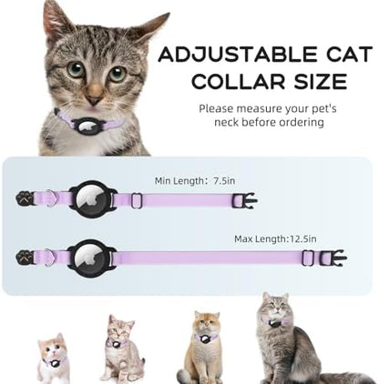 AirTag Cat Collars, Stretchy Collar with Air Tag Holder and Bell