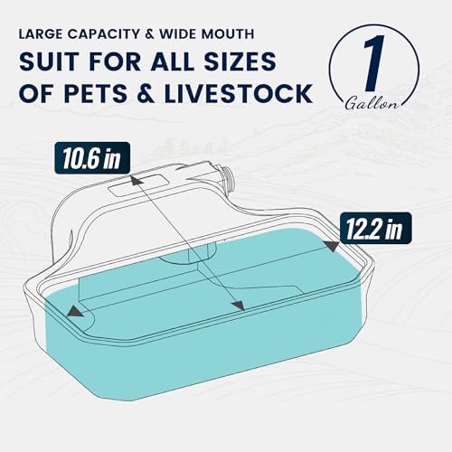 PETIMI Automatic Dog Water Dispenser, 1 Gallon Auto-Fill Dog Water Bowl Dispenser for Indoor/Outdoor, Large Water Feeder for Pets & Livestock, Fits GHT 3/4" Faucet, BPA Free, Easy to Clean, Gray