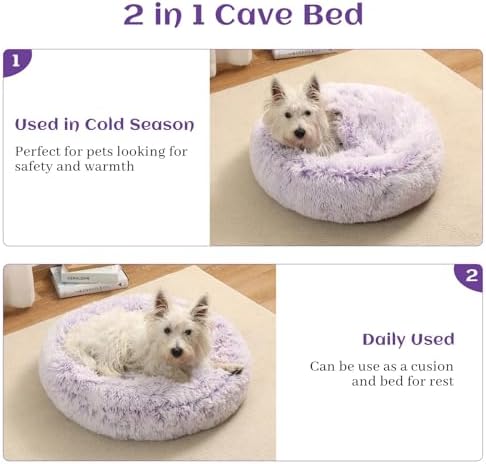 Hooded Blanket Donut Cave Bed for Small Medium Dogs and Cats