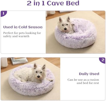 Hooded Blanket Donut Cave Bed for Small Medium Dogs and Cats