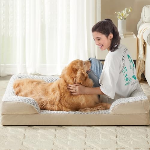 LEXTRO Orthopedic Dog Beds for Large Dogs, Comfy Washable Dog Couch Bed
