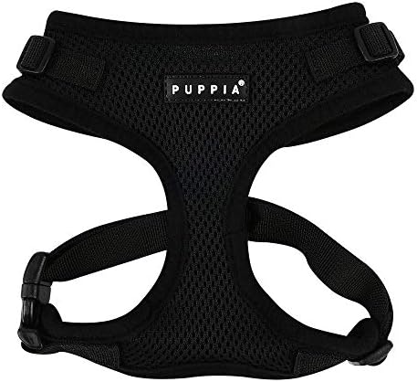 Authentic Puppia RiteFit Harness with Adjustable Neck, Black, Medium