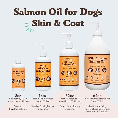 Natural Dog Company Wild Alaskan Salmon Oil for Dogs & Puppies - Omega 3 Fish Oil Supplement for Small Dogs with EPA & DHA, Trial Size Skin, Coat, Joint & Heart Support, 8 oz