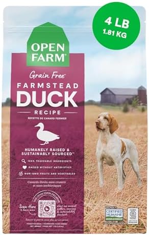 Open Farm Grain Free Dry Dog Food, Farmstead Duck Kibble, 4lb Bag