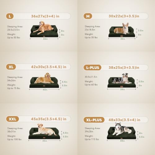MEKIY Orthopedic Waterproof Dog Bed Pet Couch with Bolster for Medium Dogs