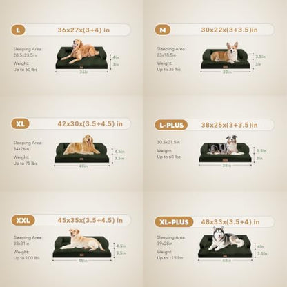 MEKIY Orthopedic Washable Dog Bed with Bolster for Large Sized Dogs