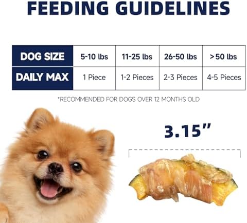 Chicken Wrapped Pumpkin Dog Jerky Treats, Puppy Training Snacks Supports Healthy Digestion, Low Fat & Grain Free, 14.1 oz