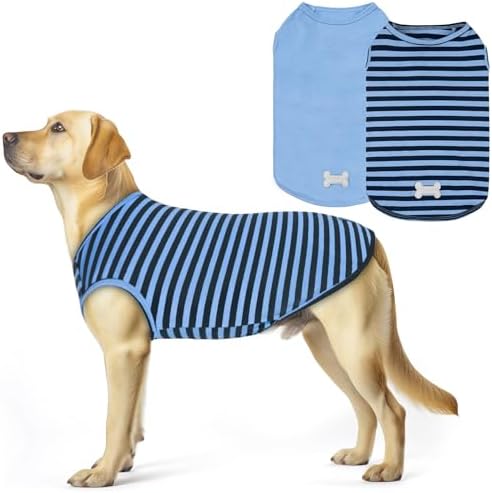KYEESE 2Pack Cotton Dog Shirt for Large Dogs Soft Striped Tank Top