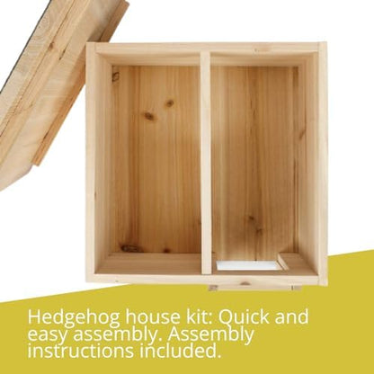 Wildlife Friend Hedgehog House - Wooden Hideout with Felt Roofing Against Predator - Garden Habitat, Ideal for Nest, Cozy Shelter, and Hideaway Supplies - The Ideal Hedgehog Hideout - 16x16x7 inches