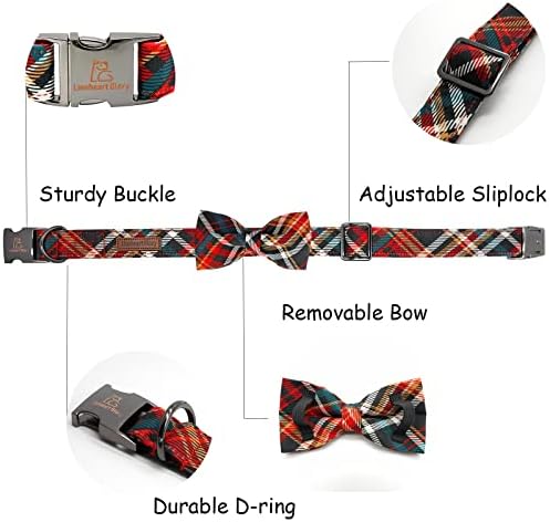 Lionheart Glory Plaid Bow Collar for Medium Dog - Adjustable for Girl or Boy Dog