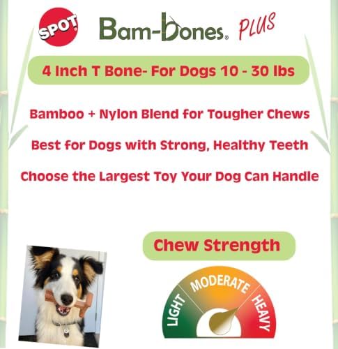 SPOT Bam-Bones Plus T-Bone Dog Chew, Chicken, 4in, 10-30 lb Heavy Chewers