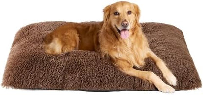 EHEYCIGA Fluffy Dog Crate Bed, Plush Extra Large Dog Pillow, Coffee