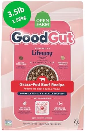 Open Farm GoodGut Dry Dog Food, Grass Fed Beef w.Probiotics, 3.5lb Bag