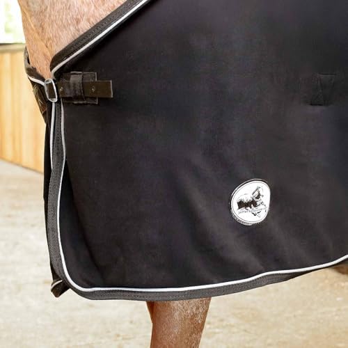 Jeffers Elite Fleece Cooler Blanket for Horses, 75" – Contoured Moisture Wicking Horse Cooler, Lightweight Breathable Fleece Horse Cover for Layering, Travel, Grooming & All Year Round Use - Black