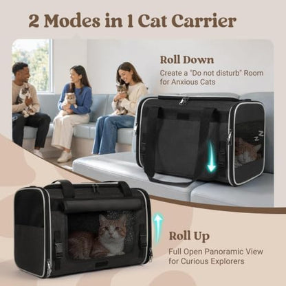 rabbitgoo Cat Carrier Soft with Rollable Flap, Travel Safe for Car Airline