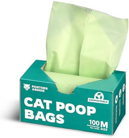 Panther Armor Cat Litter Bags for Poop, 100 Compostable Cat Poop Bags