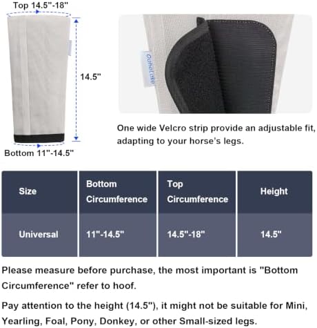 Fly Boots for Horses Set of 4, Equine Loose Fitting Leggings (Sliver White)