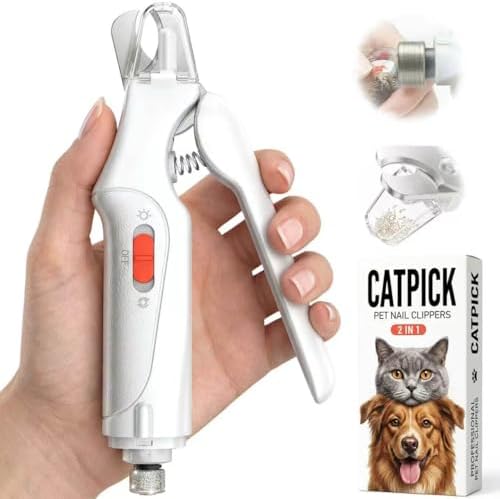 CATPICK 2-in-1 Cat & Dog Nail Clippers with Grinder and Dual LED Lights