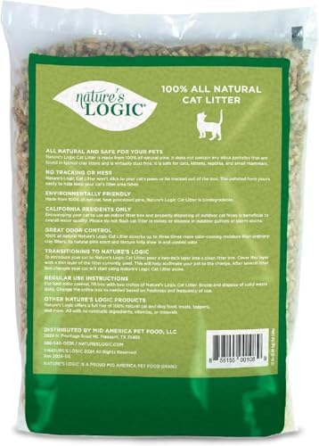 Nature's Logic 100% Natural Pine Pellet Cat Litter - Dust-Free, Unscented, Biodegradable - Safe for Cats, Kittens, Reptiles & Small Pets - Highly Absorbent - 24lb (2,12lb)