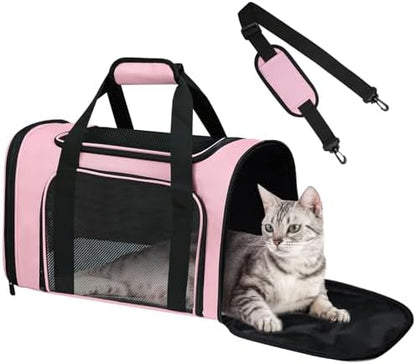 Cat Carrier Soft Up to 16 Lbs, Breathable Pet Travel Bag with Steel Frame