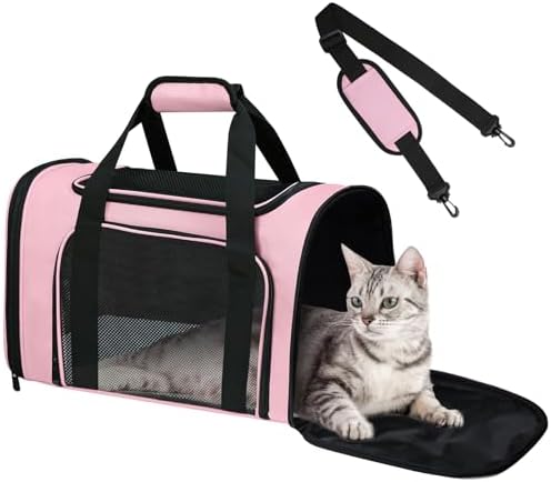 Large Cat Carrier Soft Up to 28 Lbs, Breathable Pet Bag with Steel Frame