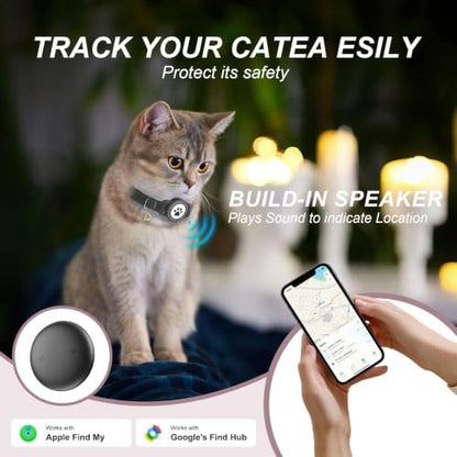 GPS Cat Tracker Collar (iOS & Android), No Month Fee Pet GPS Tracker Black