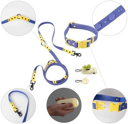 WLK1006C-5SET Luna Large 8FT Adjustable 6-in-1 Waterproof Hands-Free Leash and Collar with LED Flashlight, Bag Dispenser, and Poop Bag Holder, Curaçao